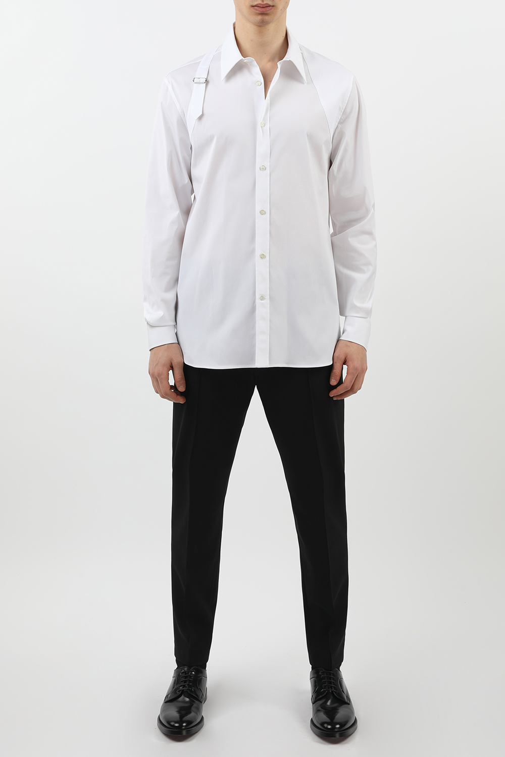 Harness and Zipper Shirt in White